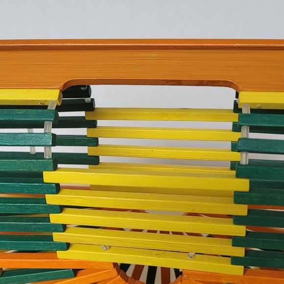 One Mango Fashion Colorful Bamboo Handbag Handmade Weave Beach Bag Tote - Picture 6 of 15